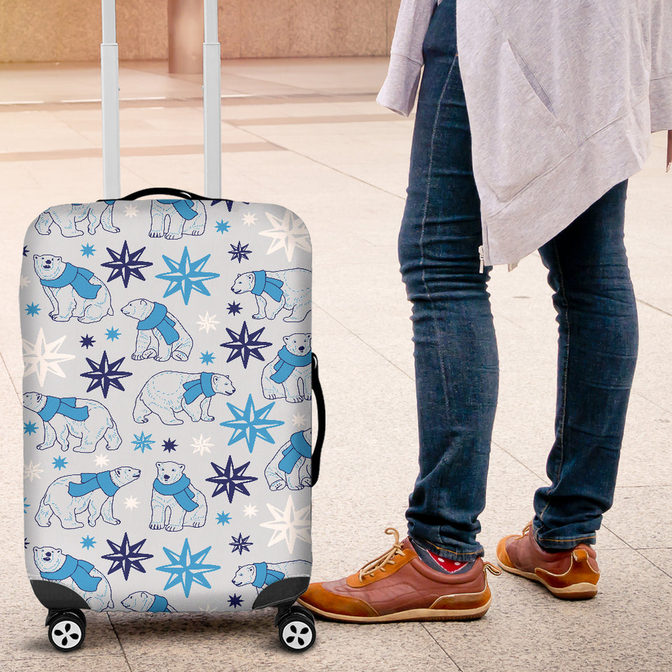 Polar Bear Pattern Blue Background Luggage Covers