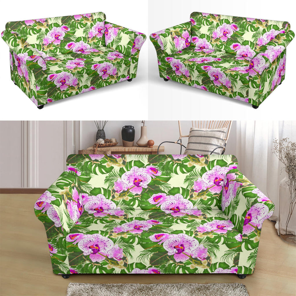 Orchid Leaves Pattern Loveseat Couch Slipcover