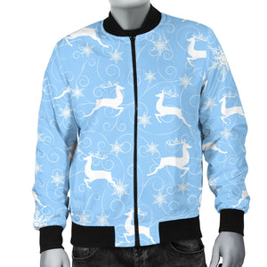 Snowflake Deer Pattern Men Bomber Jacket