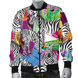 Zebra Colorful Pattern Men Bomber Jacket