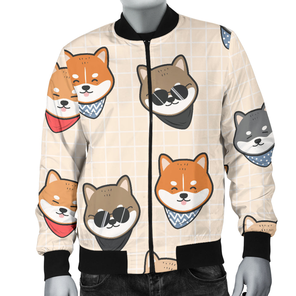 Shiba Inu Head Pattern Men Bomber Jacket