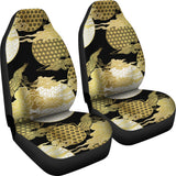 Gold Could Crane Japanese Pattern Universal Fit Car Seat Covers