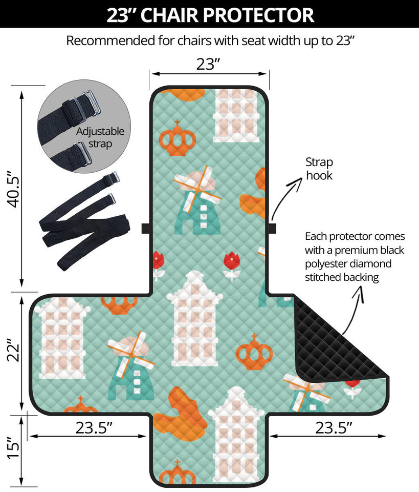 Windmill Pattern Theme Chair Cover Protector