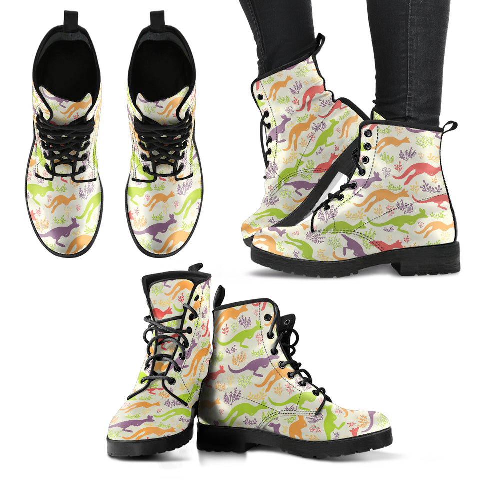 Colorful Kangaroo Pattern Leather Boots