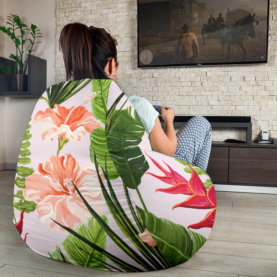 Heliconia Hibiscus Leaves Pattern Bean Bag Cover