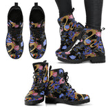 Snake Flower Pattern Leather Boots