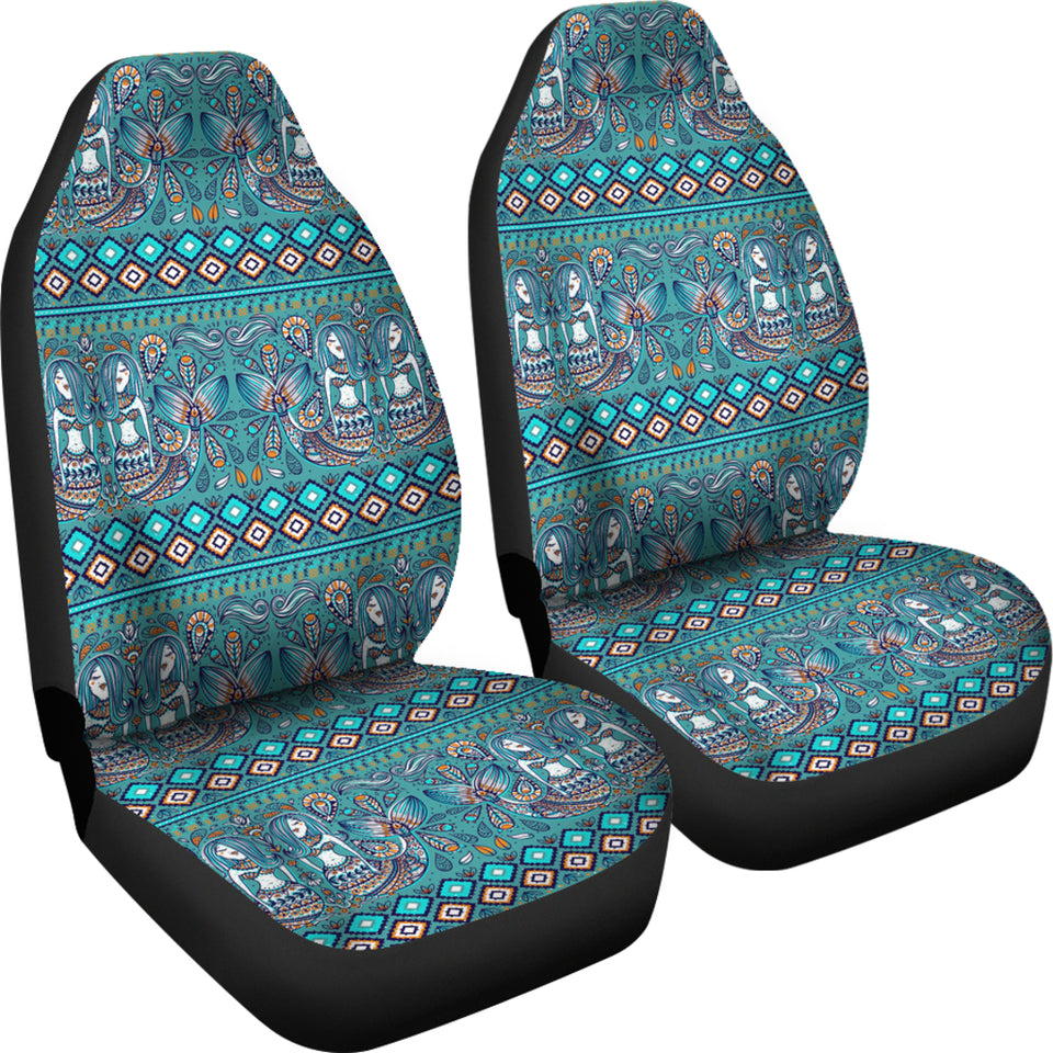Mermaid Pattern Ethnic Motifs Universal Fit Car Seat Covers
