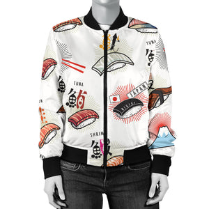 Sushi Japanese Pattern Women Bomber Jacket