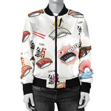 Sushi Japanese Pattern Women Bomber Jacket