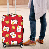 Meneki Neko Lucky Cat Pattern Red Theme Luggage Covers