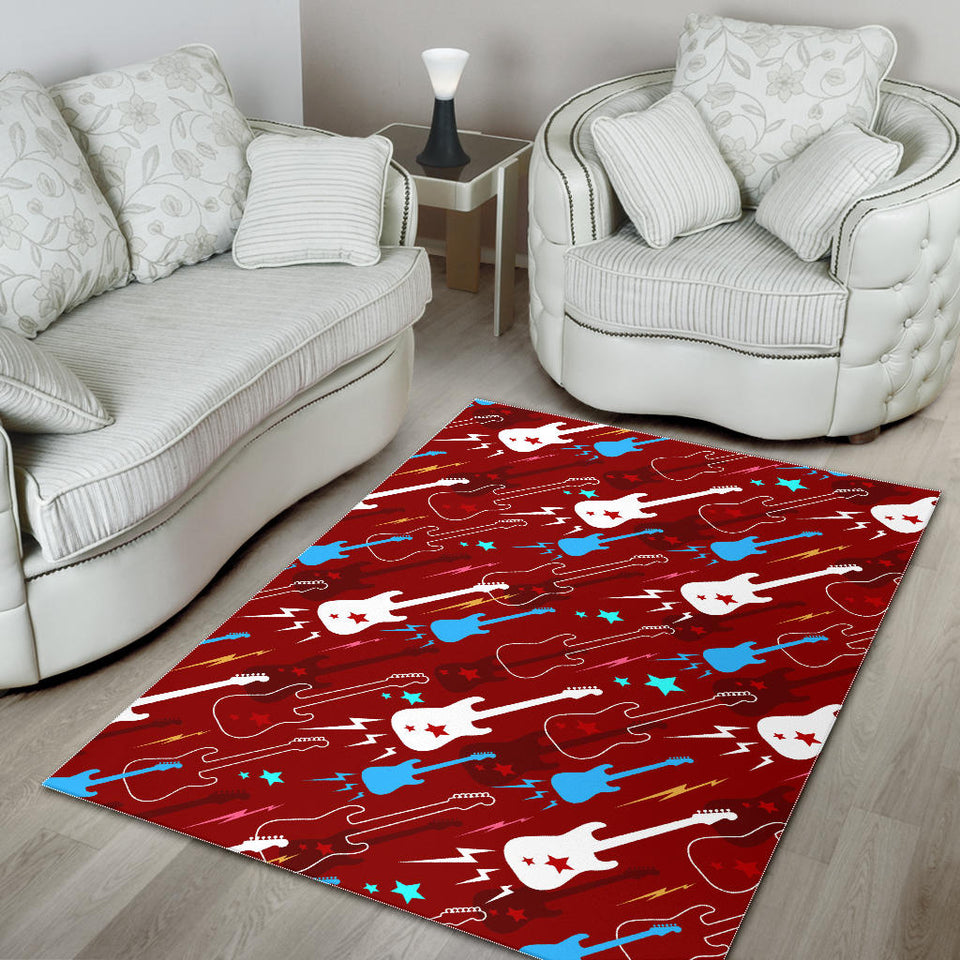 Electical Guitar Red Pattern Area Rug
