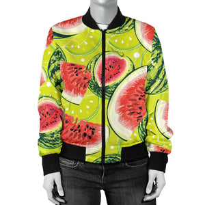 Watermelon Theme Pattern Women Bomber Jacket