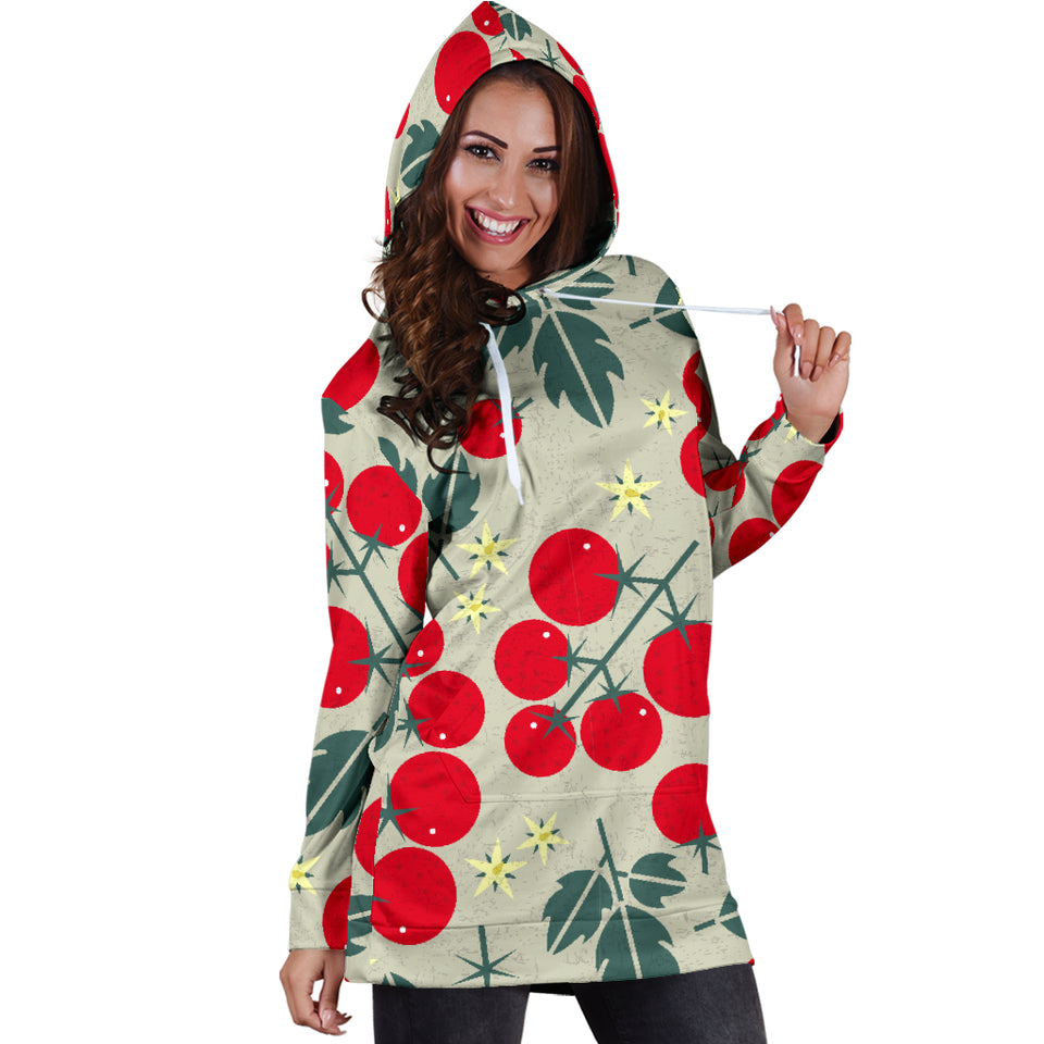 Hand Drawn Tomato Pattern Women Hoodie Dress