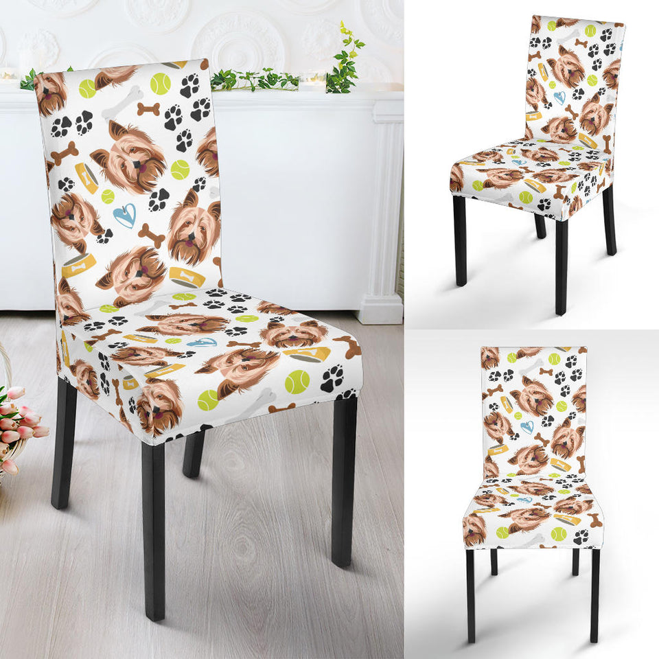 Yorkshire Terrier Pattern Print Design 05 Dining Chair Slipcover