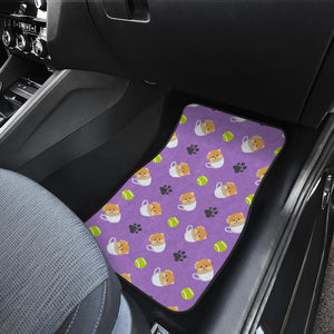 Pomeranian in Cup Pattern Front Car Mats