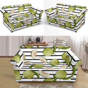 Guava Pattern Stripe background Loveseat Couch Slipcover