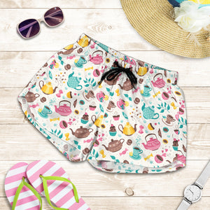 Tea pots Pattern Print Design 05 Women Shorts