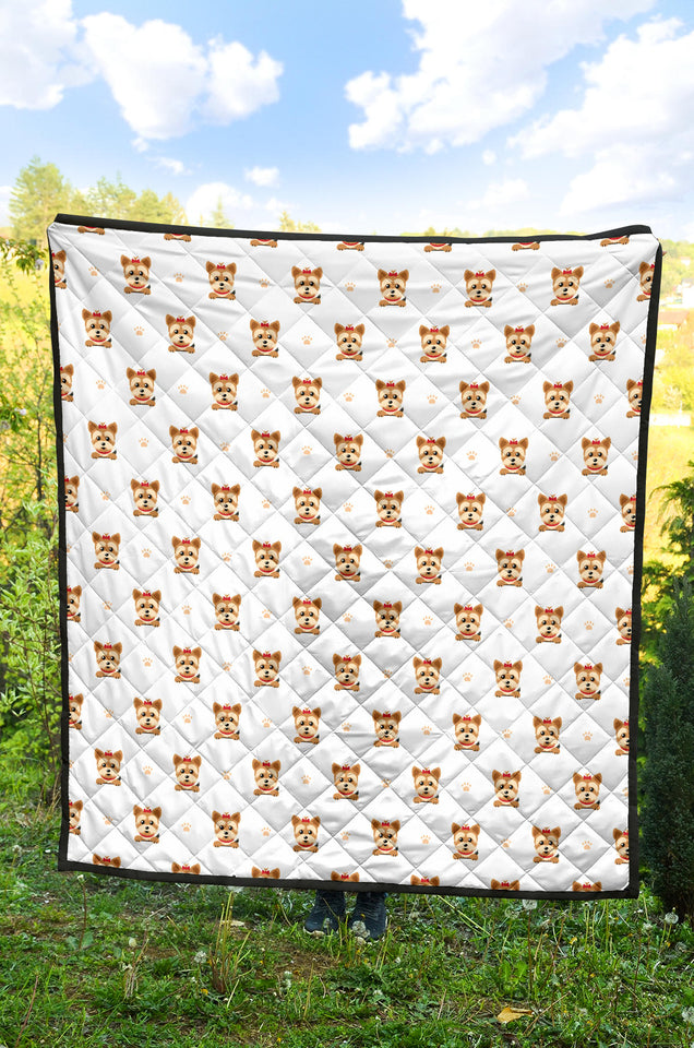 Yorkshire Terrier Pattern Print Design 03 Premium Quilt