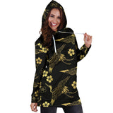 Gold Japanese Theme Pattern Women Hoodie Dress