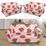 Strawberry Pattern Stripe Background Loveseat Couch Slipcover