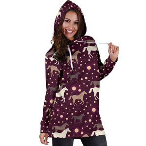 Horse Pattern Background Women Hoodie Dress