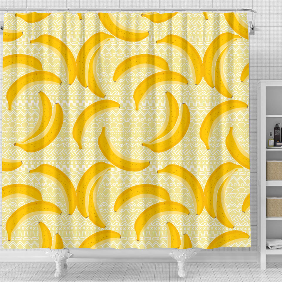 Banana Pattern Tribel Background Shower Curtain Fulfilled In US