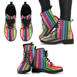 Rainbow Stripe Pattern Leather Boots