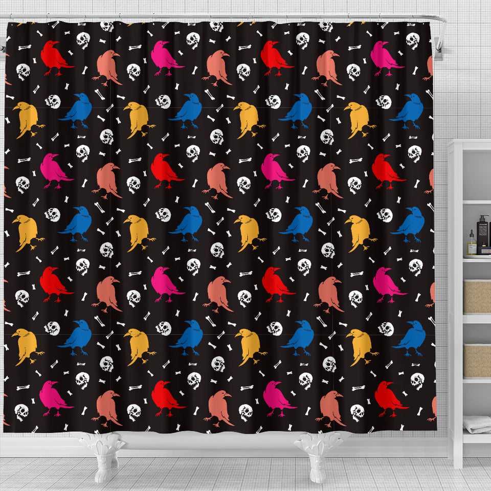 Colorful Crow Pattern Shower Curtain Fulfilled In US