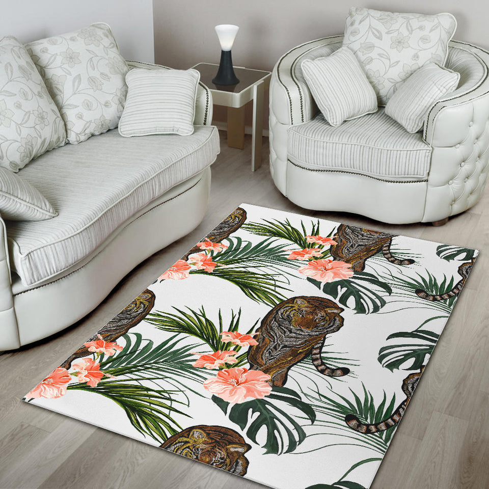 Bengal Tiger Hibicus Pattern Area Rug