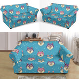 Siberian Husky Head Pattern Loveseat Couch Slipcover