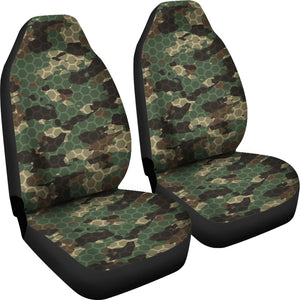 Green Camo Camouflage Honeycomb Pattern Universal Fit Car Seat Covers
