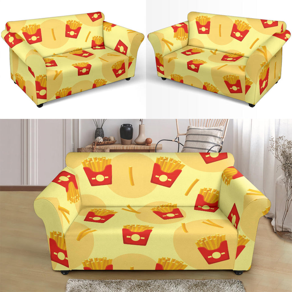 French Fries Pattern Background Loveseat Couch Slipcover