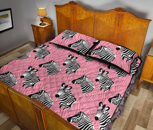 Zebra Head Pattern Quilt Bed Set