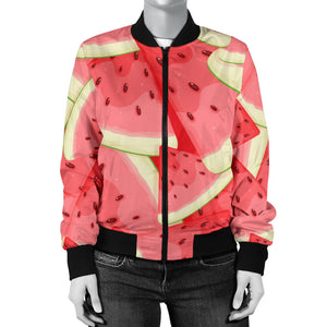 Watermelon Pattern Background Women Bomber Jacket