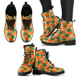 Papaya Leaves Pattern Leather Boots