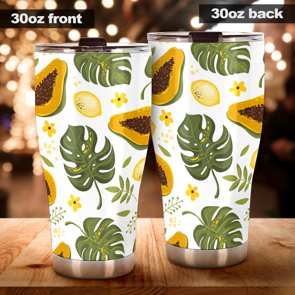 Papaya Leaves Flower Pattern Tumbler