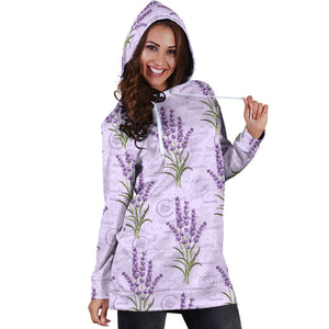 Lavender Pattern Background Women Hoodie Dress