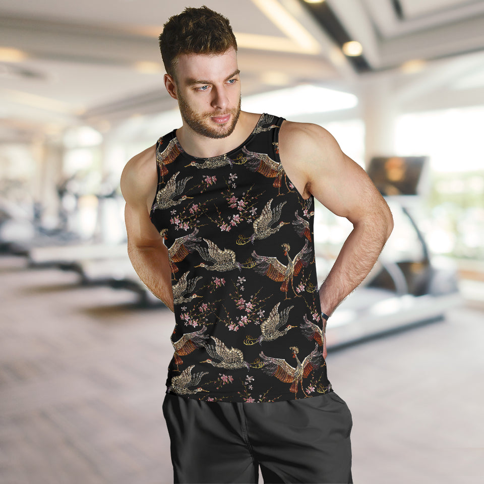 Japanese Crane Pattern Background Men Tank Top