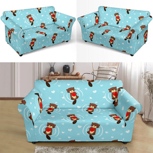 Otter Heart Pattern Loveseat Couch Slipcover