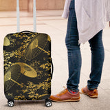 Gold Fan Flower Japanese Pattern Luggage Covers
