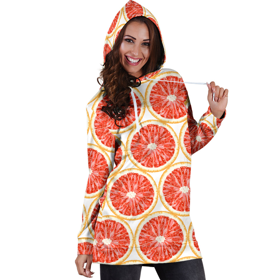 Sliced Grapefruit Pattern Women Hoodie Dress