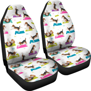 Beagle Yoga Pattern Universal Fit Car Seat Covers