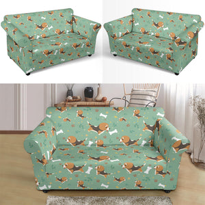 Beagle Bone Pattern Loveseat Couch Slipcover