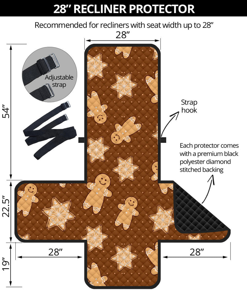 Christmas Gingerbread Cookie Pattern Recliner Cover Protector