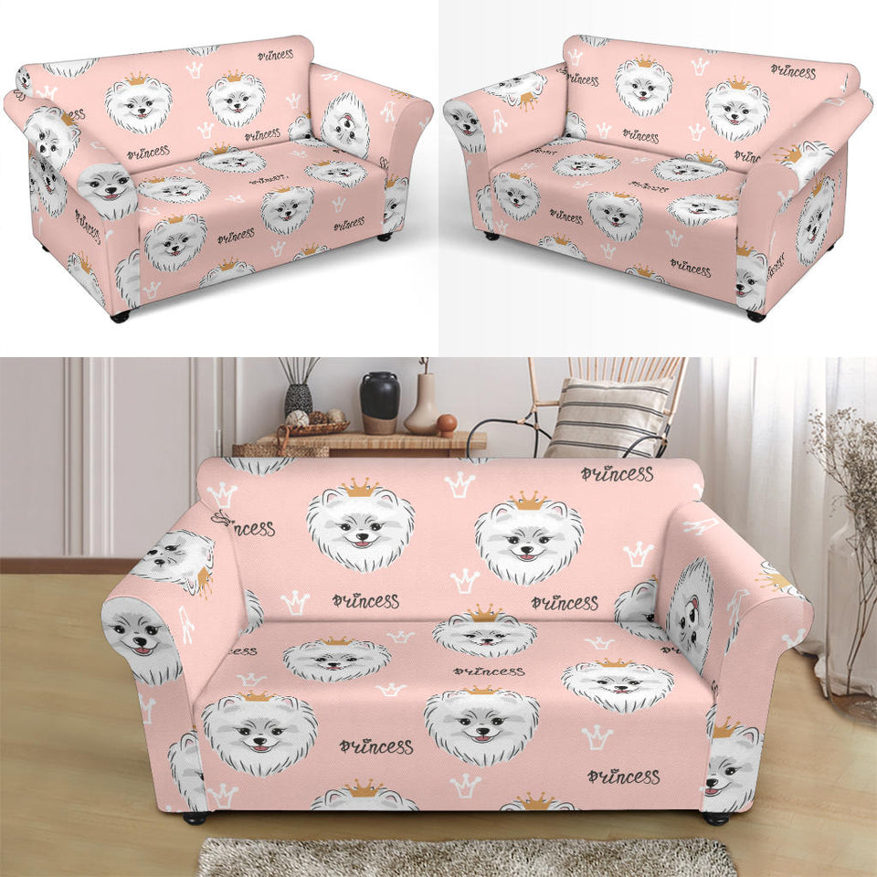 Pomeranian Pattern Loveseat Couch Slipcover