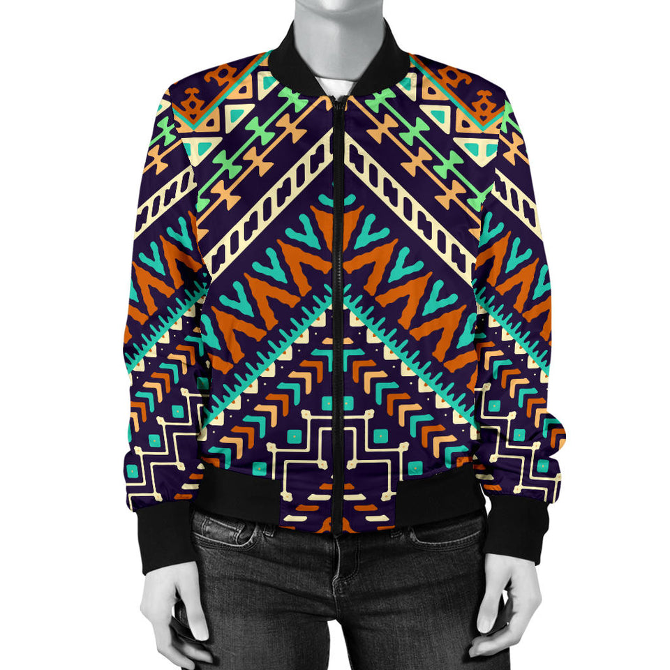 Zigzag African Afro Dashiki Adinkra Kente Women Bomber Jacket