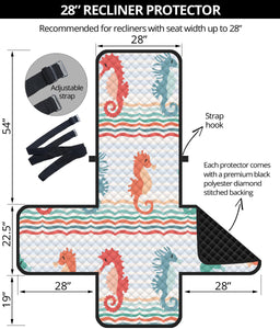 Seahorse Pattern Theme Recliner Cover Protector