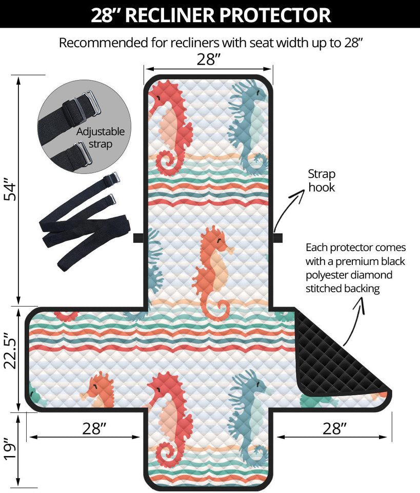 Seahorse Pattern Theme Recliner Cover Protector