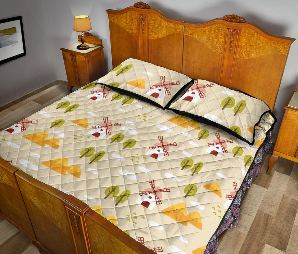 Windmill Pattern Quilt Bed Set