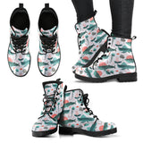 Whale Jelly Fish Pattern  Leather Boots